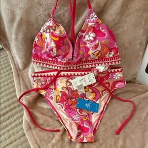 Cupshe Pink and Orange Floral Bikini